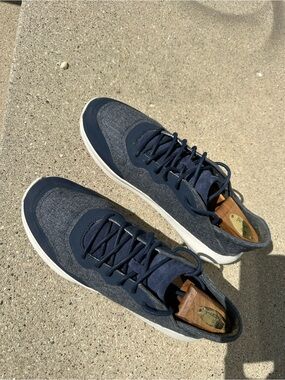 OluKai Men's Navy and Gray Knit Lace-Up Sneakers